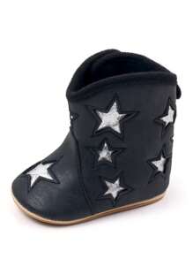 1 Pair Of Infant Shoes, Warm And Thick Boots In Autumn And Winter, Retro British Cowboy Design, Suitable For Indoor Slip-Resistant Learning To Walk, Soft Flat Shoes For Infants.