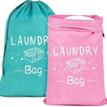 Bolsa de lavandería de viaje extra grande con cordón, bolsa de almacenamiento de ropa sucia de gran resistencia, cesta de lavandería fácil de instalar, esencial de viaje, disponible en 4 colores, con diseño transparente, cierre con cordón, resistente a rasgaduras y de poliéster de alta calidad, plegable, adecuado para viajes, dormitorios, cruceros, almacenamiento, bolsa de lavandería, bolsa de almacenamiento