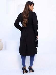 Women's Trench Coat In Premium Tailoring With Thermal Lining - Black - View 2