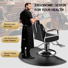 Salon Chair Anti-Fatigue Floor Mat For Barber Shop - 3'x5' Black Semi Circle For Hair Stylist - 1/2" Thick Standing Mat - Black - View 4