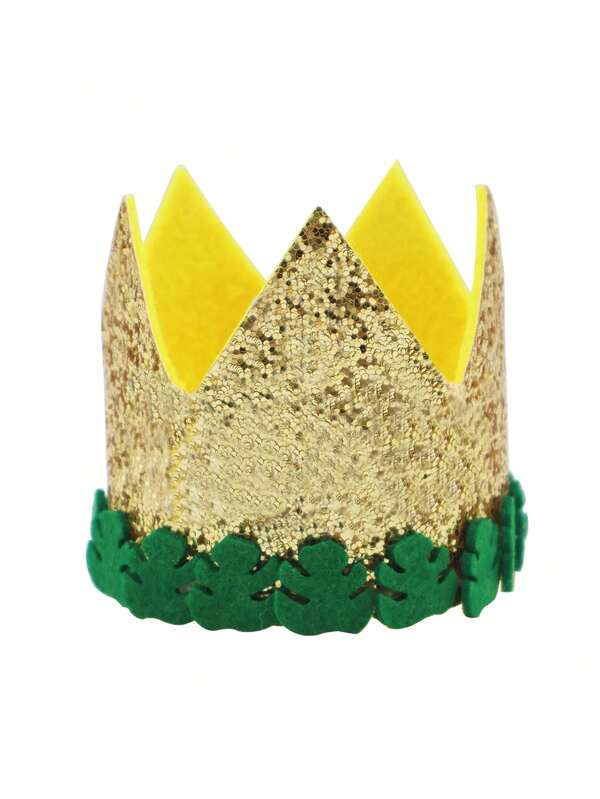 1pc Jungle Leaf Print Golden Crown Style Party Hat