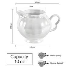MBB 1 件 8 盎司陶瓷小奶精壶带手柄 - 精美瓷器小奶精壶 - 陶瓷奶精容器，用于咖啡牛奶酱沙拉，可微波炉和冰箱加热，白色珍珠釉或白色金边奶精杯，适用于家庭和厨房 - 彩色 - 查看 2