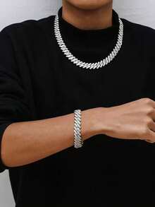 2 件女式夏季嘻哈朋克风格双链手链和项链套装，适合日常佩戴、派对和聚会 - 兩件套 - 查看 2