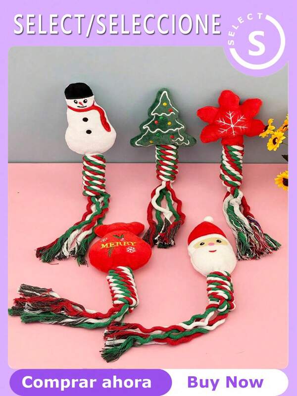 1pc Christmas Series Cat/Dog Lover Gift And Dog/Cat Mom Love Pet Supplies Chew Doll Plush Cartoon Puppy Teething Cleaner Durable Biting Doll For Cat/Dog Lover Gift And Dog/Cat Mom Love Pet Use Only