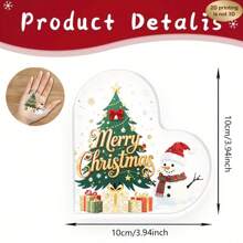 1 قطعة ديكور عيد الميلاد مسطح ثنائي الأبعاد من الأكريليك - تصميم رجل الثلج والشجرة مع قبعة حمراء ، نمط هدية - نص "عيد ميلاد سعيد" - ديكور طاولة ، وسيلة مركزية للحفلات - للاستخدام المنزلي والمكتبي - مادة أكريليك ، شكل قلب احتفالي ، ألوان زاهية ، ديكور منزلي مسطح ثنائي الأبعاد لعيد الميلاد