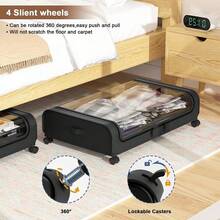 Dusting Household Under Bed Storage Shelves Under Sofa Clothes Shoe Storage Box Pulley Organizers - 黑色 - 查看 3