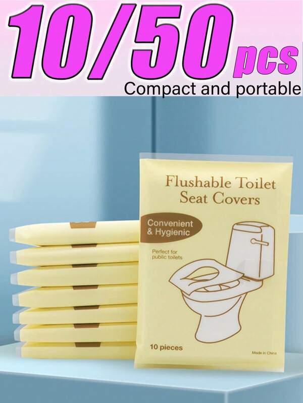 50/100 Stück Toilettensitzabdeckungen Einweg, Spülbar, Reiseessenz und Spülbare Toilettensitzabdeckungen, Auflösbar für bequeme & hygienische Verwendung, weich und bequem, ideal für öffentliche Toiletten, Reisen, Camping, Outdoor-Aktivitäten, weitere Größen erhältlich