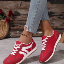 College Style Women's European And American Large Size Sports Shoes Simple Lace-Up Comfortable And Lightweight Sports Shoes