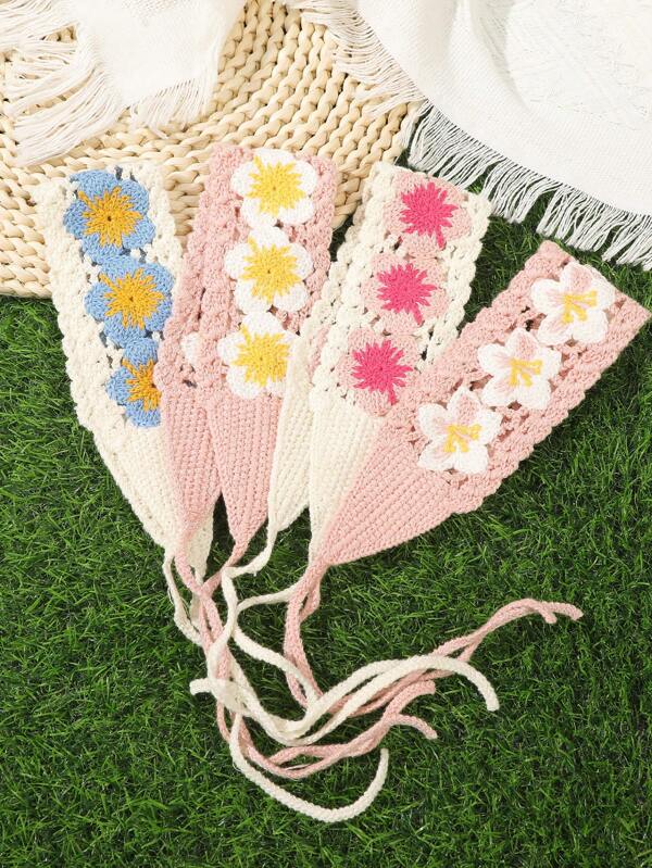 1pc Delicate Daisy & Morning Glory Crochet Knit Headband, French Countryside Style Sweet & Cute, Versatile For Travel & Photography Hair Accessories
