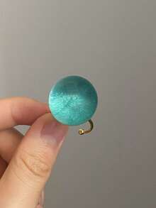 1 pieza Anillo abierto de acero inoxidable de resina clara de estilo minimalista elegante y artístico, adecuado para el uso diario, la calle, el festival de música, la fiesta o la ropa de noche - Multicolor - Ver 19