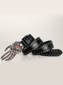 Cinturón Studded de ojos rojos para nueva llegada, cinturón único de estilo rock oscuro punk Y2K, adecuado para música rock, fiesta de Halloween