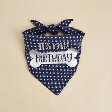 1pc Pet Accessory, Cute Bone & Star Pattern Pet Birthday Triangle Bandana - Multicolor - View 5