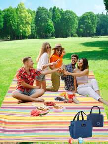 1pc Picnic Blanket | Beach Mat | Picnic Rug | Picnic Tote, 600D Oxford Cloth, Multi-Functional Camping Mat/Household Garden Game Mat, Dust/Moisture-Proof Pad, Suitable For Spring/Summer, Indoor/Outdoor Camping, Beach, Outing, Lawn, Riverside, Wedding Season, Graduation Season, Back To School Season, Halloween, Christmas Party Mat (Two Different Covers, Different Pastes, Random Delivery! Ps: The Effect Of Opening Is The Same)