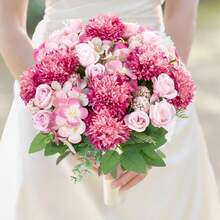 1/2/3PCS 11.81in Artificial Rose Flowers Bouquet, French Retro Rose,Ball Chrysanthemum, Small Daisies, Autumn Decor,Summer Decor, Fall Decor, Birthday Party, Party, Decoration, Wedding Flower Basket, Bride Holding Flowers, Home Decoration, Dining Room, Bedroom, Windowsill, Vase Decoration, Valentine's Day, New Year Decoration, Outdoor Garden, Start Of School Season - Hot Pink - View 3