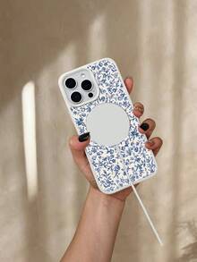 GALLAPLE Fresh Blue Small Flower Pattern Mobile Phone Case, Magnetic Design With Anti-Drop, Shockproof And Scratch-Proof Material, Compatible With IPhone X/XS/XSMAX/11/11pro/11promax/X/XS/XSMAX/11/11pro/11promax/12/12pro/12promax/13/13pro/13promax/14/14plus/14pro/14promax/15/15plus/15pro/15promax/16/16plus/16pro/16promax - 藏蓝色 - 查看 2