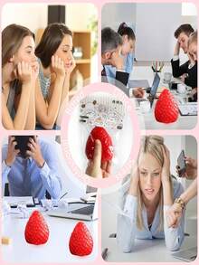 1 件实心草莓挤压玩具，优质光面大草莓，仿真硅胶玩具，减压玩具，烦躁玩具，透气玩具，大号草莓夹，仿真硅胶，膏状质地，高审美价值，手工制作减压食物玩具 DIY，适用于复活节、新年礼物，适用于办公室环境压力，毛绒玩具，柔软，（外包装随机，款式和颜色随机），情人节、生日礼物，2025 新年，返校用品，返校季礼物 - 彩色 - 查看 5