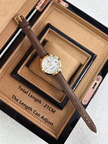 Pablo Raez 1 pieza Reloj de joyería de oro de 18K para mujer, chapado en oro IPG, resistente a la decoloración, de acero inoxidable, accesorio de playa de verano, diseño de lujo, esfera de nácar blanco, estilo retro elegante, reloj de cuarzo con diamantes, diseño de estrella para mujeres estudiantes
