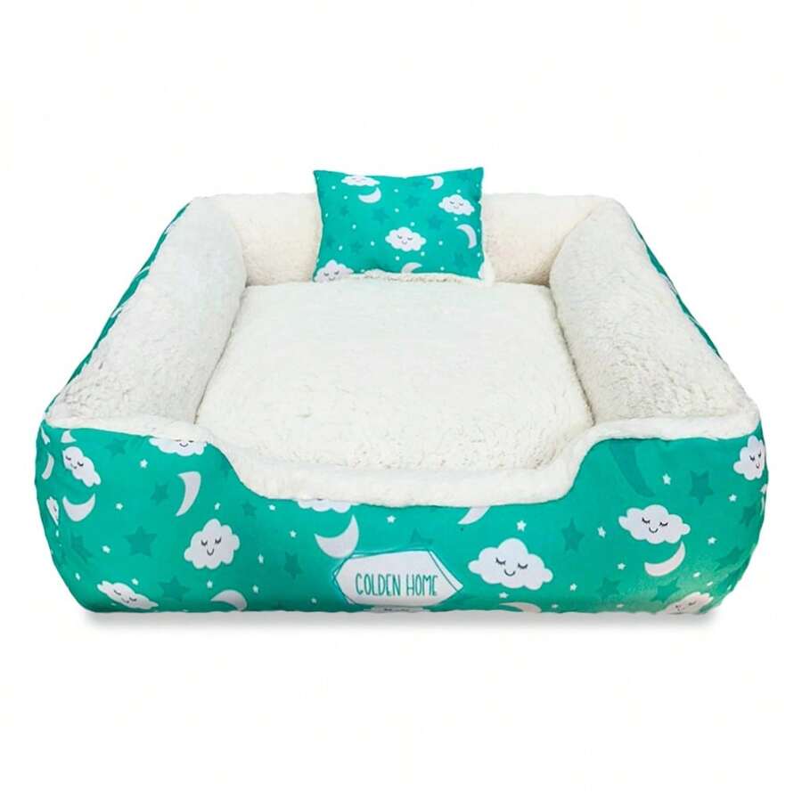 2-Piece Pet Bed For Dogs And Cats, Premium Luxury Printed Bed - Lime Green - View 1