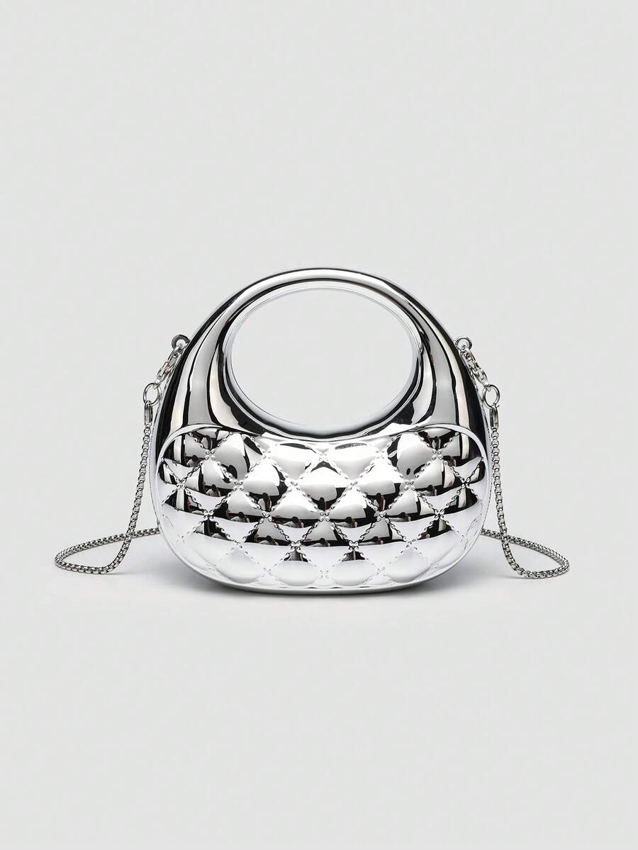 1 件情人节理想之选手提包，舒适时尚，个性化礼物，2025 配饰，适合所有场合，价格实惠的奢华感，叛逆派对包，非常适合派对、婚礼、舞会、晚宴/宴会，优雅的女士包 - 銀色 - 查看 1