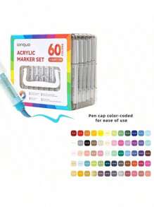 朗格288/240/192/96色直涂式丙烯颜料马克笔，带收纳袋，学生艺术专业绘画彩色软头马克笔，纸张紧密可堆叠，DIY涂鸦涂色书，可用于绘画玻璃、石头，防水人体彩绘笔，圣诞礼物