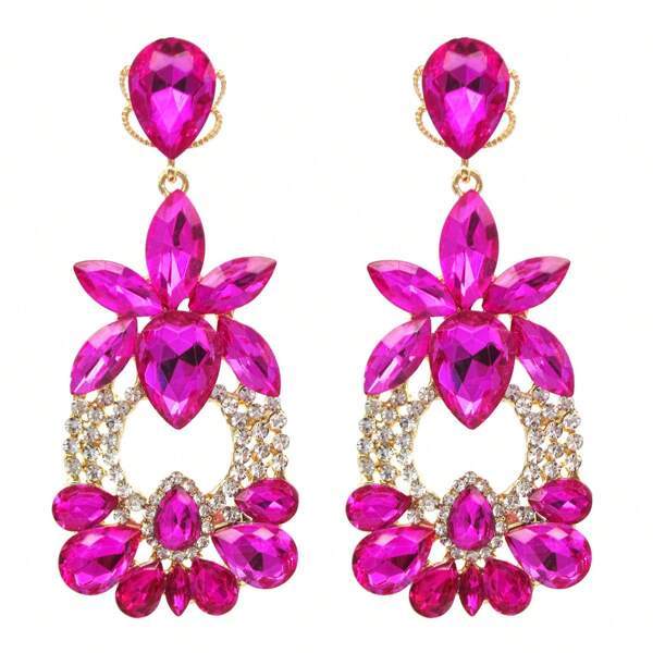 Pendientes de boda de lujo de moda para mujer, pendientes grandes con rhinestones, joyería de regalo para temporada festiva y Año Nuevo al por mayor