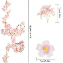 1/3/5pcs 5.9Ft Fake Spring Cherry Blossom Garlands Artificial Flower Vines Silk Hanging Flowers For Wedding Party Backdrop Room Wall Decoration Japanese Kawaii Decor Indoor Outdoor Birthday Gifts Outdoor Indoor Decor, Gift, Wedding, Wedding Items, Wedding Decor, Artificial Decorations Gifts Wedding Party Home Decoration, Rose, Decorative Rose, Decorative Style, - Light Pink - View 2