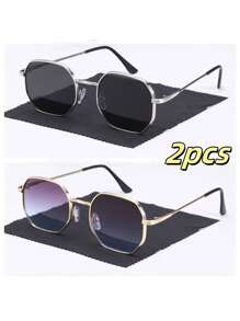 1 Pair Men's Geometric Fashion Fashion Glasses, Classic Luxury Design With Delicate Eyeglass Case, Suitable For Daily Life Accessories And Driving