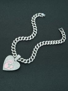 1 件全水钻粉色滴油心形吊坠,代表母爱,适合日常佩戴 - 吊墜項鍊 - 查看 6