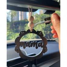 SBDBNMama Rear View Mirror Accessories Wooden Mama Rearview Mirror Hanger Monogram Mom Car Charm DIY Car Interior Accessories For Womengd76 - Black - View 4