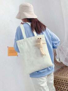 10个/套 时尚可重复使用帆布手提袋，手提包，单肩包，托特包，米色帆布包，可折叠可重复使用布艺手提袋，DIY彩绘帆布包，简约大号学生书包，化妆包，旅行必备，沙滩包，邮轮必备，健身包，情人节礼物（女士），学校帆布包 - 彩色 - 查看 8