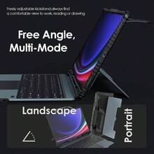 Funda tipo portátil Nillkin Carry Go para Galaxy Tab S10 Ultra/S9 Ultra de 14.6" con asa, funda resistente con teclado extraíble retroiluminado, trackpad, soporte vertical/horizontal y cubierta de cámara - Negro - Ver 7