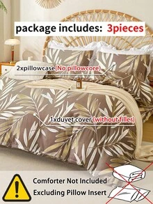 Bộ ga trải giường 3 món họa tiết lá và hoa (1 vỏ chăn và 2 vỏ gối), mềm mại và thân thiện với da, phù hợp cho mọi mùa. - Nhiều màu - Xem 9