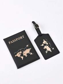 1 Set Minimalist Passport Information Card Holder For Outdoor Travel & Cross-Border Business, Foil Map Design, Parent-Child Set, Solid Color Passport Book & Travel Accessories Set, Essential Holiday Vacation Passport Cover, Women Passport Wallet - Multicolor - View 19