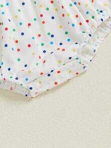 Newborn Baby Girl Birthday Outfit Its My Birthday Embroidery Polka Dot Bow One Year Old Girl Smcoked Romper Bubble Bodysuit One Piece Summer Clothes - 白色 - 查看 9