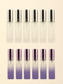 3pcs/6pcs/12pcs/18pcs 10ml Square Glass Refillable Makeup Toner Perfume Small Sample Transparent Fine Mist Spray Bottle, Black/Amber, With Funnel Atomizer, Rose Gold/Purple/Pink