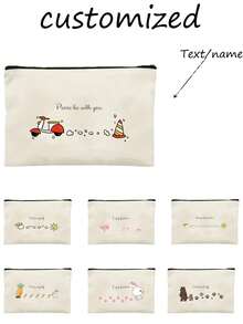 1 chiếc ví đựng tiền xu tùy chỉnh cho nữ, túi đựng đồ trang điểm, túi đựng đồ trang sức, túi đựng, ví cầm tay, đa chức năng, kẻ caro, dễ thương, chữ cái, cụm từ, in tên, nhẹ, quà tặng, độc đáo, tự làm, ngày nhà giáo, halloween - Màu be - Xem 11