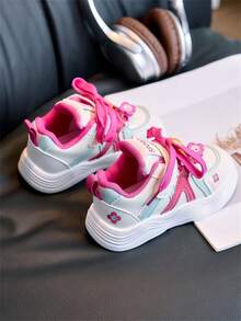 1 双儿童休闲运动鞋，紫红色皮革鞋面透气儿童鞋，舒适时尚钩环扣，适合春夏季，幼儿/婴儿鞋 - 玫紅色 - 查看 4