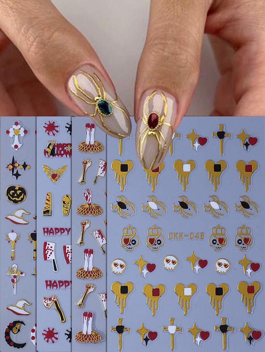 蜘蛛自粘指甲贴纸 Y2K DIY 美甲装饰沙龙家居 DIY 设计