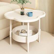 Simple & Modern Plastic Side Table - Stable & Durable Four-Leaf Clover Design Nightstand For Living Room, Study And Bedroom - White - View 7