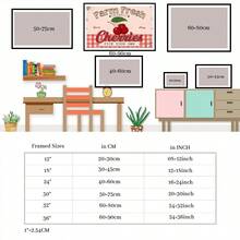 1 Pc Framed Farm Fresh Sweet Juicy Cherries Vintage Metal, Retro Fruit Poster Decorative Wall Art Canvas Poster Painting Wall Decor For Bedroom Living Room - Apricot - View 4