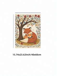 1 peça, pôster de arte popular excêntrica com estampa de raposa e filhotes, sem moldura, para impressão, charmoso para livros de histórias, decoração de berçário em tons terrosos, estampa de animais da floresta, decoração de dormitório de volta às aulas, decoração de quarto, pôsteres descolados, decoração para casa, decoração, impressões de parede