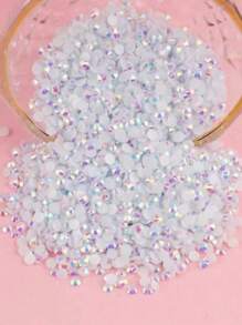 3mm/2000pcs, 4mm/1000pcs, 5mm/500pcs Jelly White AB Flat Back Resin Rhinestones, High Quality Resin Crystals For DIY Decorations