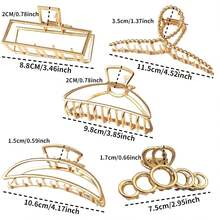 5pcs Hair Clips Set, Golden Large Clips For Thick And Thin Hair, Non-Slip Metal Hair Clip, Hair Clip Hair Claw For Women Hair Styling Tool - 5件 - 查看 3