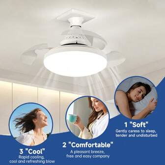 Ventilatore da soffitto moderno, accessorio decorativo, ventilatore invisibile minimalista con luce, telecomando + controllo tramite app, illuminazione di lusso per la decorazione di casa, adatto per soggiorno, camera da letto, sala da pranzo, ingresso, bar (inclusa base e 2 batterie AA da 20 cm)