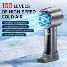 مروحة محمولة بسرعات قابلة للتعديل من 100 مستوى، مصغرة قابلة للشحن عبر منفذ USB ببطارية فائقة الطول 1800مللي أمبير للاستخدام