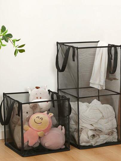 سلة تخزين مربعة على الطراز الياباني، سلة غسيل/سلة مهملات قابلة للطي وقابلة للغسل للحمام، سلة ملابس قذرة بسعة كبيرة، شنطة شاطئ، سلة لتخزين الألعاب