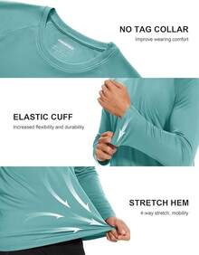 Camisas de manga larga para hombres UPF 50+ Protección solar UV Camisas deportivas para senderismo, correr, entrenamiento Rash Guard-2025 - Gris Verde - Ver 7