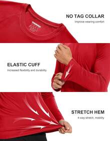 Men's Long Sleeve Shirts UPF 50+ UV Sun Protection Athletic Shirts For Hiking Running Workout Rash Guard-2025 - Tomato - View 10