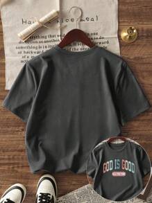 1pc Girls' Casual Letter Graphic Print Round Neck Short Sleeve T-Shirt, Summer Student Clothing - Colorful Letter Series Artistic Style T-Shirt Inspiring Imagination And Self-Expression