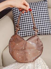 新款亮片铝合金球形拉链女士手提包，便携式派对手拿包，时尚百搭新奇钱包